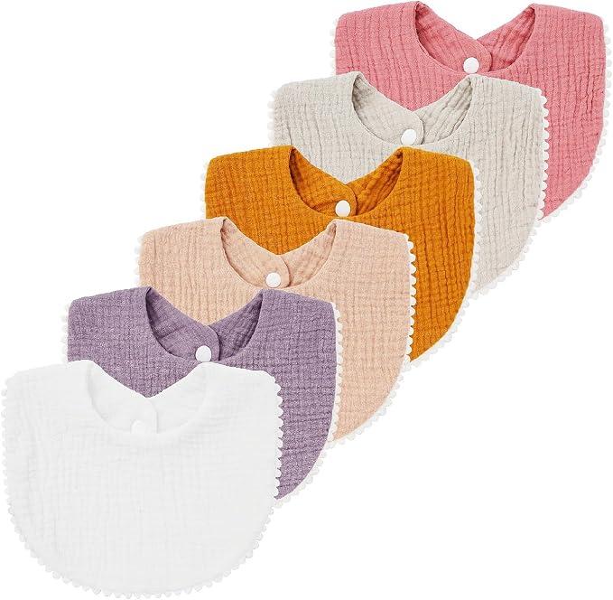 Nishine 6 PACK Muslin Baby Drooling Bibs by Nishine