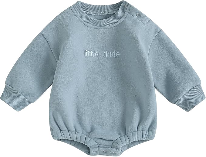 VISGOGO Newborn Infant Baby Boy Girls Oversized Romper Little Dude Sweater by VISGOGO