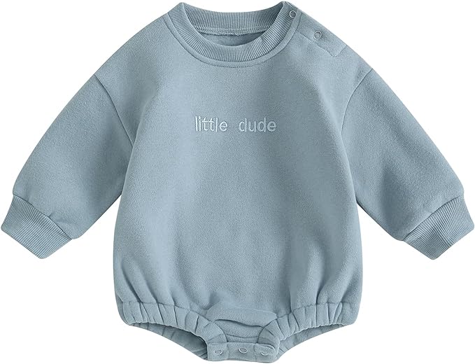 VISGOGO Newborn Infant Baby Boy Girls Oversized Romper Little Dude Sweater by VISGOGO