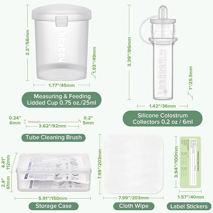 haakaa Colostrum Collectors 6ml/6pcs & Lidded Feeding Cup 25ml/1pc Set- Collect - Image 9