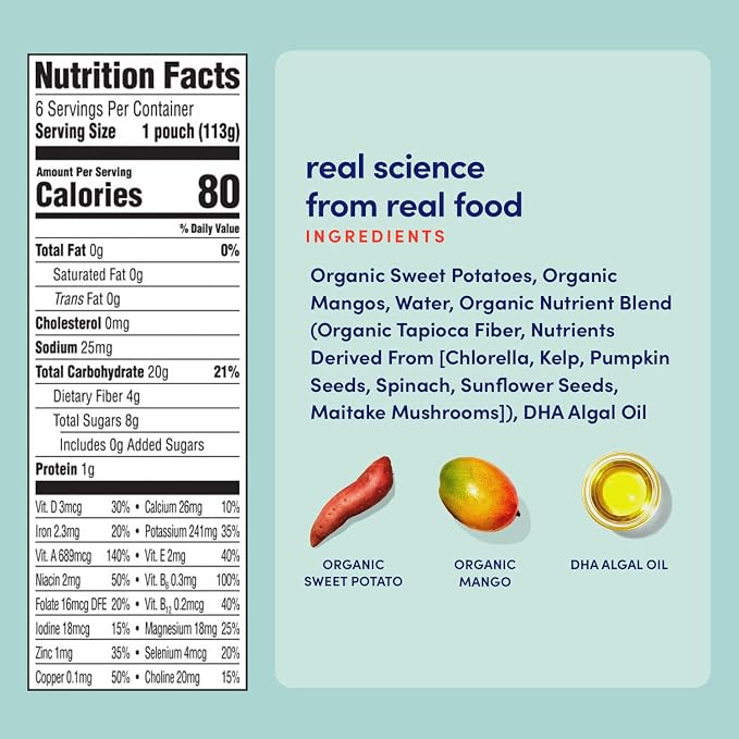 Cerebelly Organic Baby Food Pouches, Sweet Potato Mango Purees, 16 Nutrients - Image 4