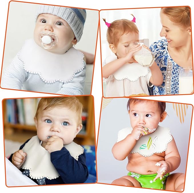 JenPen White Bibs for Baby Girl Bandana Muslin 360 Bibs Baby Bandana Drool for - Image 6