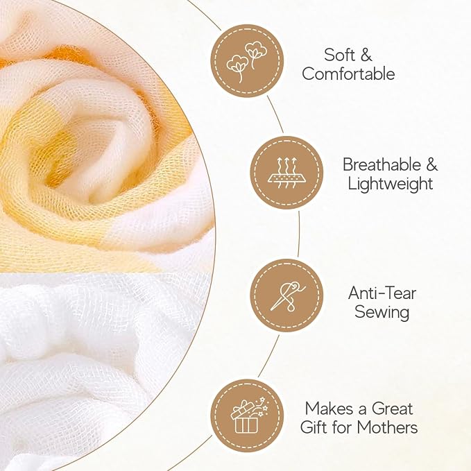 Muslin Hooded Baby Towel 4 Pack, Preuim Muslin 6 Layers Natural Cotton Baby - Image 4