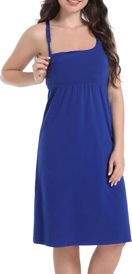 SUIEK 3-Pack Maternity Nursing Nightgown Cotton Breastfeeding Dress Pregnancy - Image 3