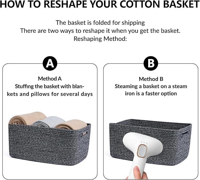 Large Storage Baskets for Organizing, Closet Shelf Baskets for Clothes Blanket - Image 7
