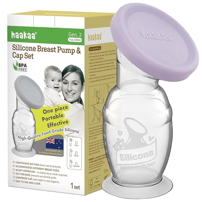 Haakaa Manual Breast Pump with Base 4 Fl Oz/100ml+Lid by haakaa