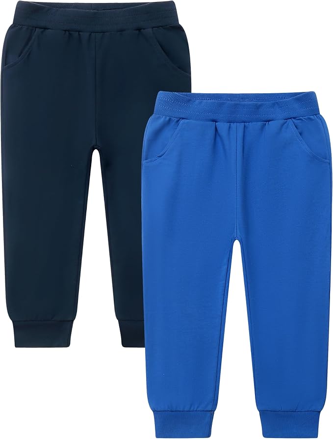 GFQLONG 2/3 Pack Toddler Pants Sweatpants Boys Cotton Joggers, Athletic Pull on by GFQLONG