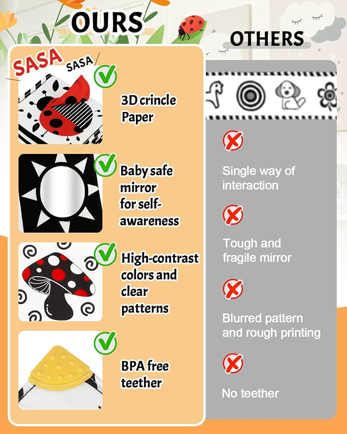 Tummy Time Toys, High Contrast Baby Book - Image 9