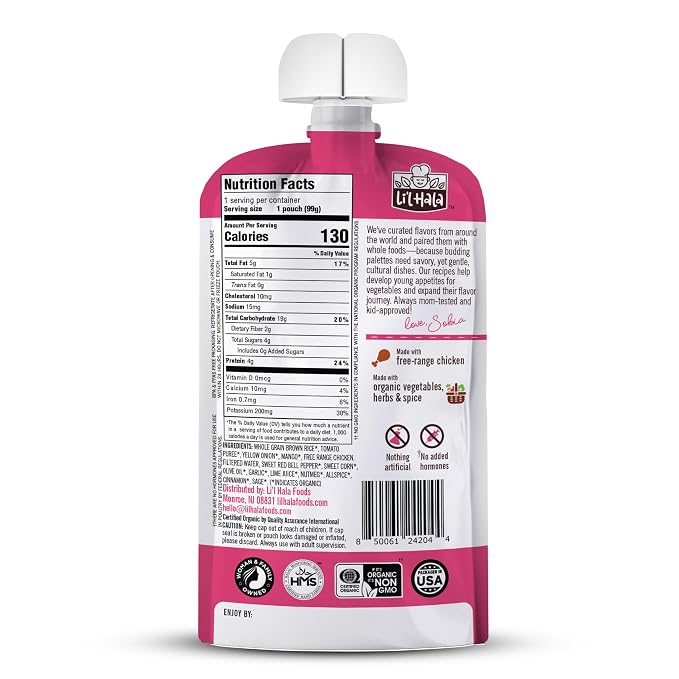 Li’l Hala Jerk Chicken Baby Food Pouches – Free-Range Chicken & Organic Veggies - Image 2