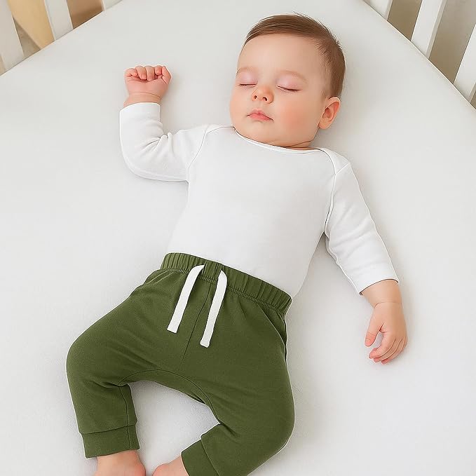 SOBOWO Newborn Baby Boy Girl 3-Pack Joggers Infant Baby Cotton Harem Pants - Image 2
