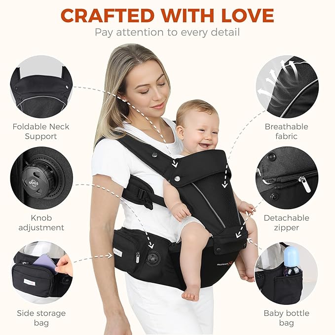 FRUITEAM Baby Carrier, Upgraded Adjustable Knob, 6-in-1 Baby Carrier Newborn to - Image 5