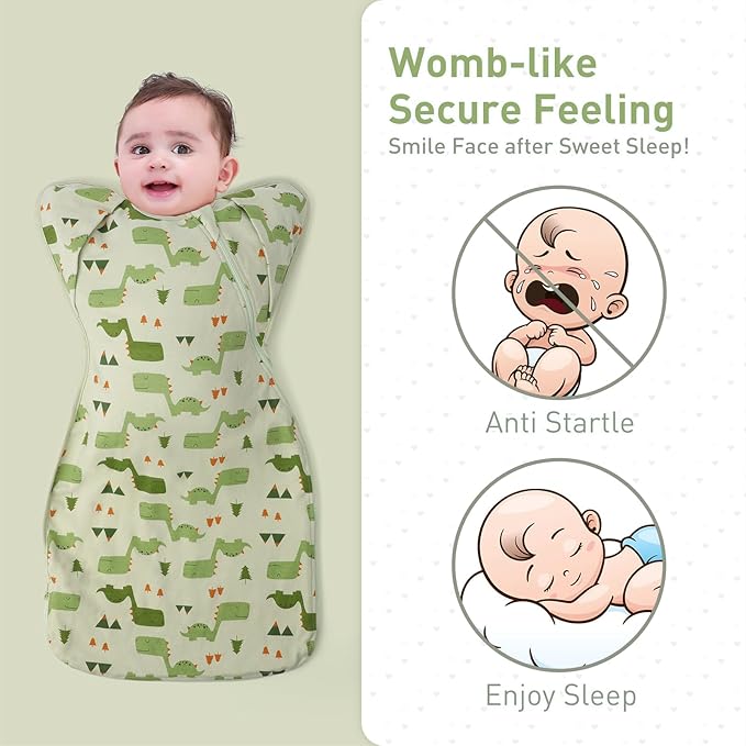 Premium Soft Cotton Swaddle Blanket Sleep Sack Arms Up 2 Packs 6-12 Months - Image 2