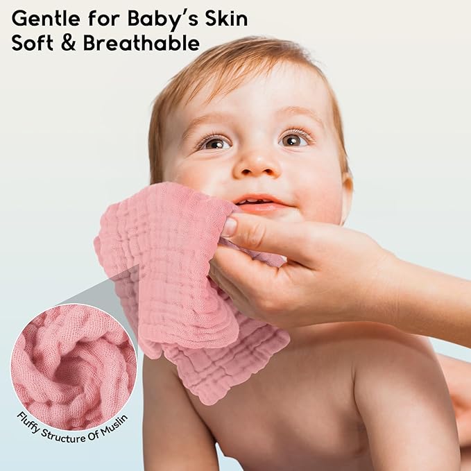 Muslin Baby Washcloths 6 Pack, 100% Cotton Wash Cloths - Image 4