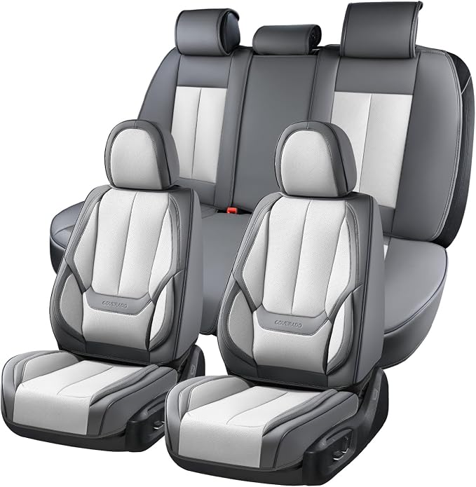 Coverado Car Seat Covers Full Set, Car Seat Protector Waterproof, Nappa Leather by COVERADOAUTO