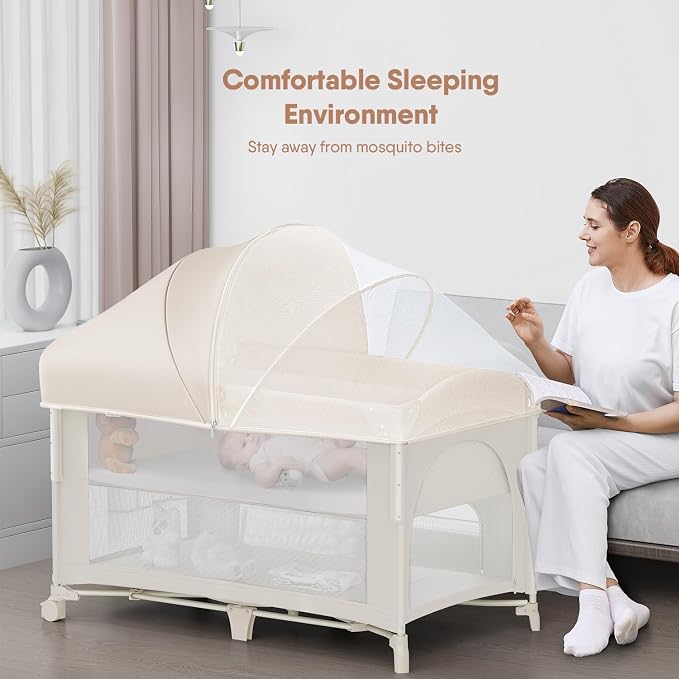 4 in 1 Baby Bassinet, Pack and Play, Bedside Crib Sleeper, Diaper Changer - Image 2