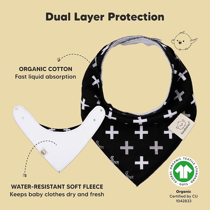 KeaBabies 10-Pack Organic Baby Bandana Bibs - Image 2