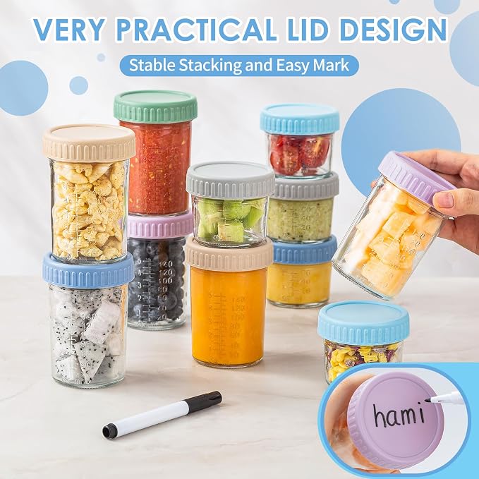 DRKIO 6 Pack Glass Baby Food Storage Containers - Image 5
