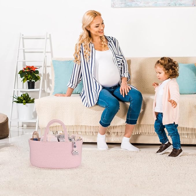 Baby Diaper Caddy Organizer for Girl Boy Rope Nursery Storage Bin Basket - Image 6