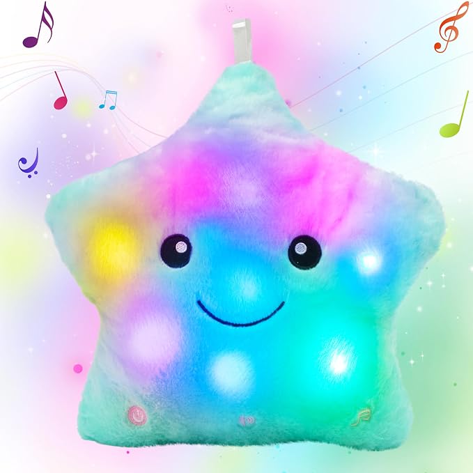 Cuteoy 13" Musical Green Star Plush Pillow Glowing Twinkle Night Light Stuffed by Cuteoy