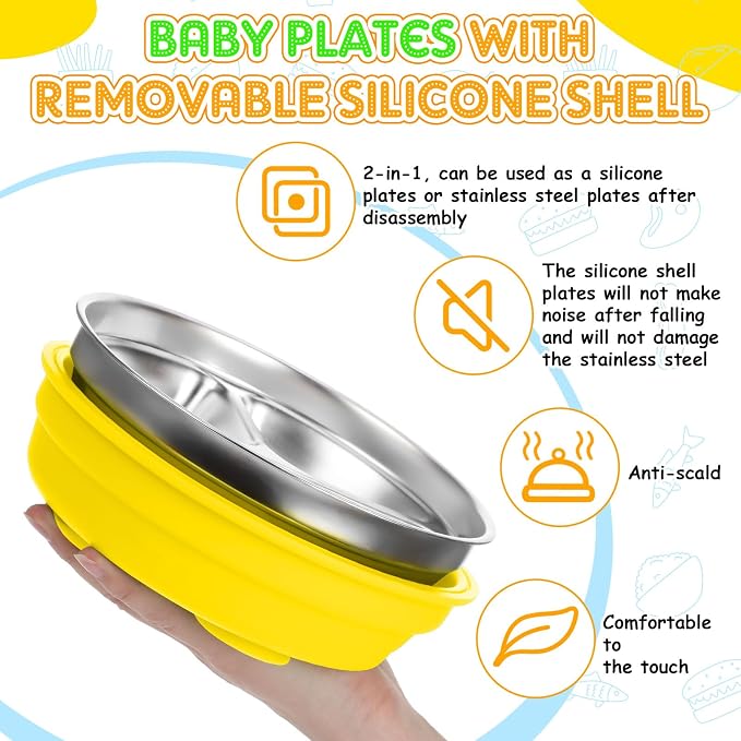 Nuogo 2 Pcs Stainless Steel Baby Suction Plates - Image 6