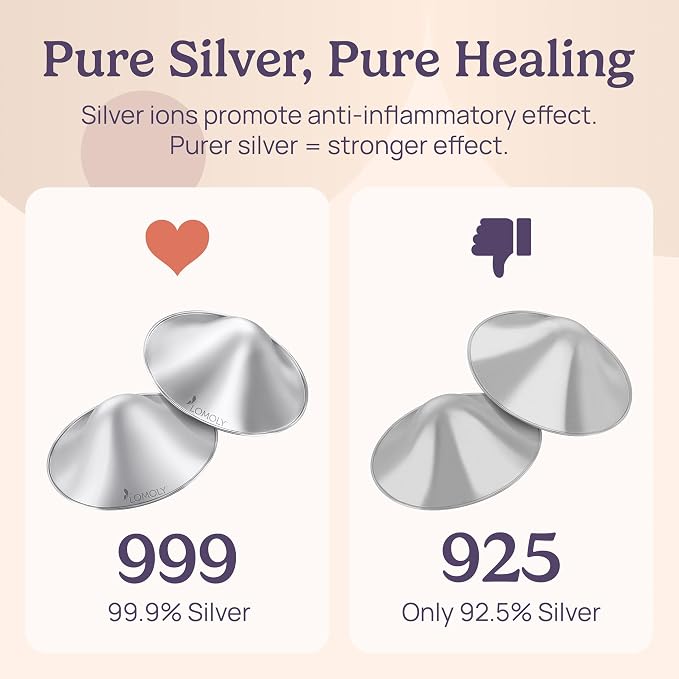 Silver Nipple Covers Breastfeeding: Pure 999 Silver Nipple Shield | Silver - Image 8