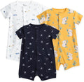3-Pack 100% Cotton Baby Boy Rompers, 0-24Months Short Sleeve Toddler Romper by Thisisminicocos