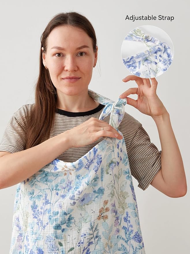 TILLYOU Muslin Nursing Cover for Baby Breastfeeding, 100% Cotton Breathable - Image 4