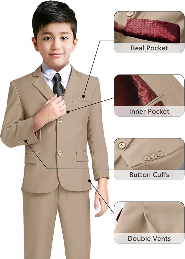 YuanLu Boys Suit for Kids Tuxedo Wedding Ring Bearer Outfit, 5 Piece Boy Slim - Image 2