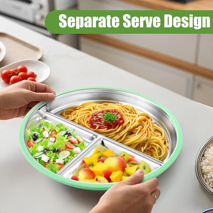 BUSOHA 3 Pack Stainless Steel Kids Plate - Image 4