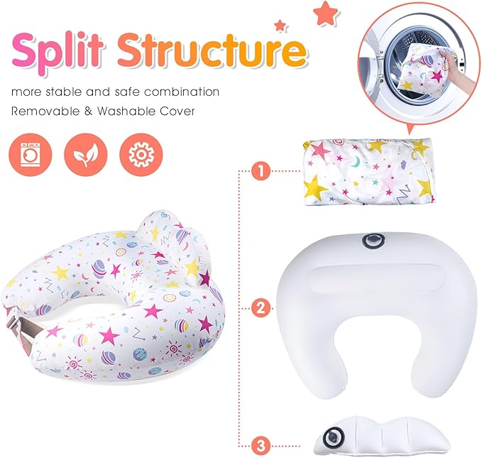 Inflatable Nursing Pillow for Breastfeeding – Travel Baby Feeding Cushion for - Image 4