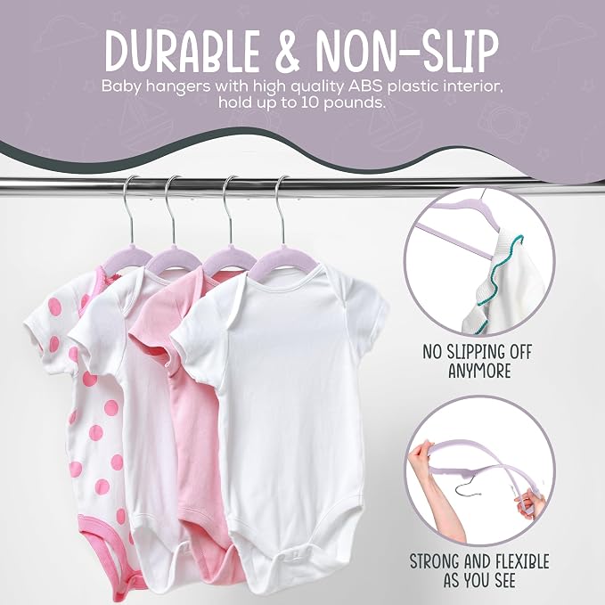 50 Premium Velvet Baby Hangers 11.8" Inch Non-Slip Infant, Ultra Slim - Image 5