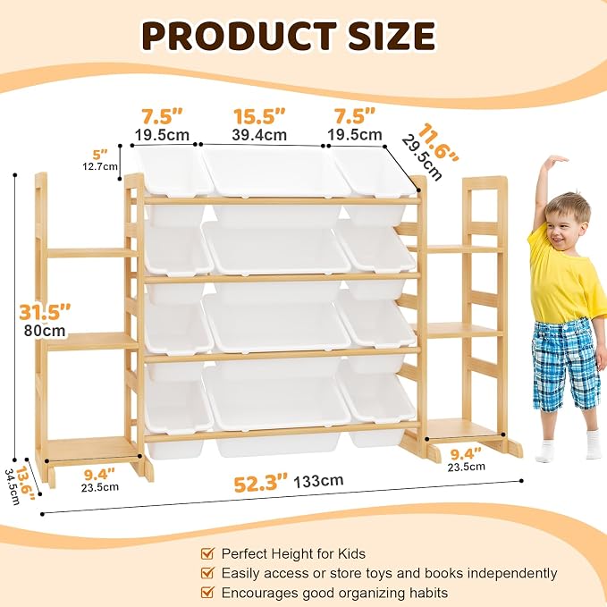 Large Toy Storage Organizer Kids Toy Organizer and Bookshelf Combo - Image 2