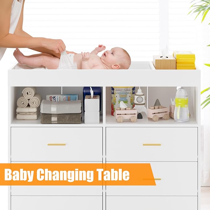 Changing Table Dresser with Drawers, Baby Dresser with Changing Table Top - Image 3