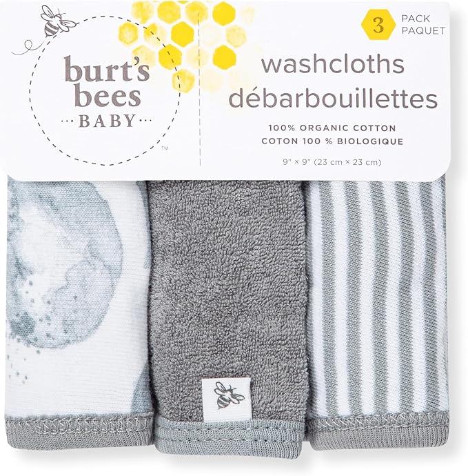 Burt's Bees Baby Infant Washcloths, 100% Organic Cotton, Soft and Super - Image 4