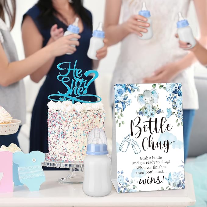 TrelaCo Bottle Chug Baby Shower Game Sign 20 Pcs Baby Bottles Shower Favor - Image 5