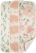Crane Baby Cotton Muslin Burp Cloths Set of 3, Absorbent Floral Baby Burp Cloths by CraneBaby