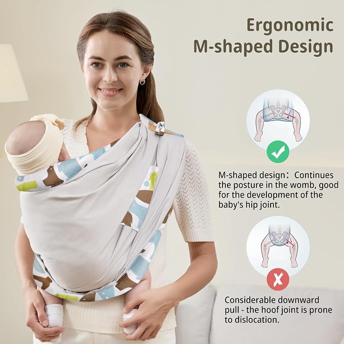 Baby Sling Carrier Newborn, Adjustable Easy Wearing Baby Nursing Warp Sling - Image 3