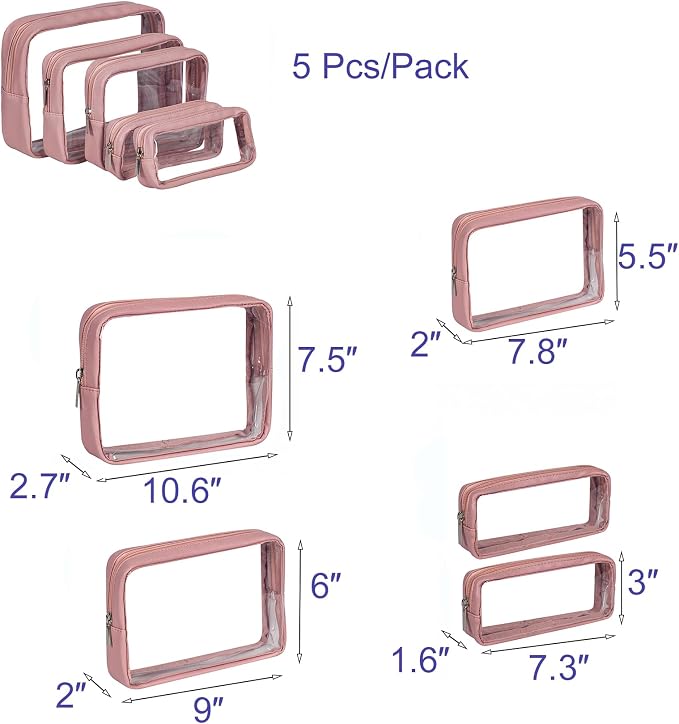 TSA Approved 5-Piece Diaper Bag Organizer Pouch Set Clear Waterproof TPU Kids - Image 2