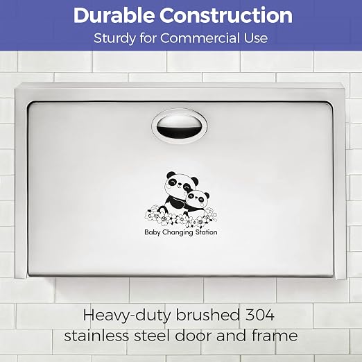 Panda Care Stainless Steel Surface Mounted Baby Changing Station, Heavy Duty - Image 2