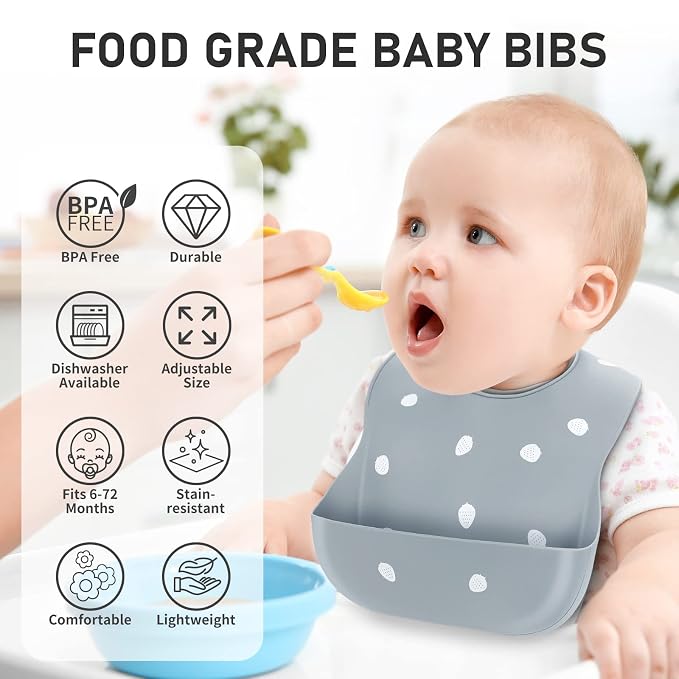 ME.FAN Silicone Baby Bibs for Babies & Toddlers | Adjustable Silicone Bibs Set - Image 2