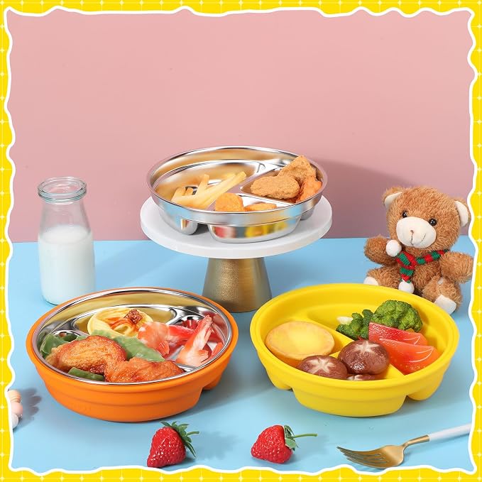 Nuogo 2 Pcs Stainless Steel Baby Suction Plates - Image 4