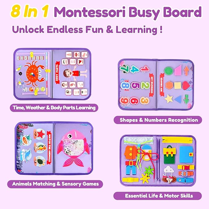 Qizfun Montessori Busy Board Book - Image 2