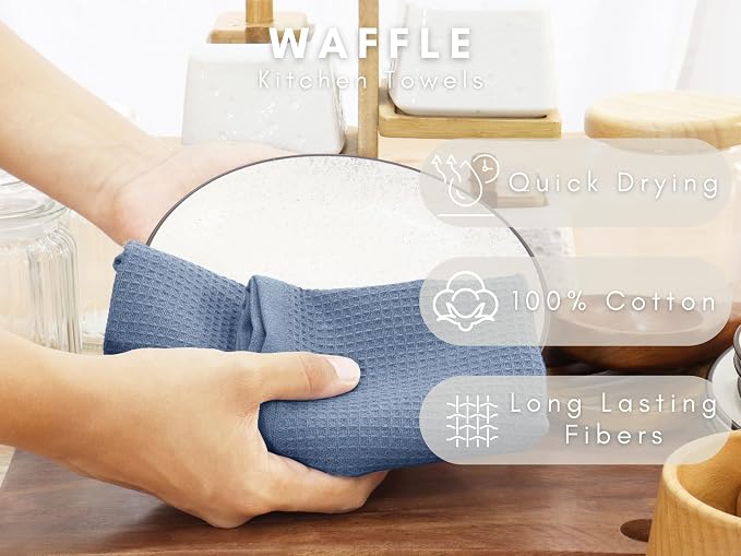 PurpleEssences Waffle Weave Kitchen Towel, 100% Cotton - Image 2