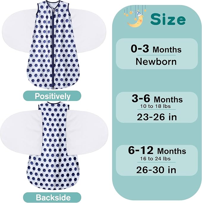 Newborn Sleep Sack Baby Swaddle, 3-Way Adjustable Wearable Blanket, 100% Rayon - Image 4