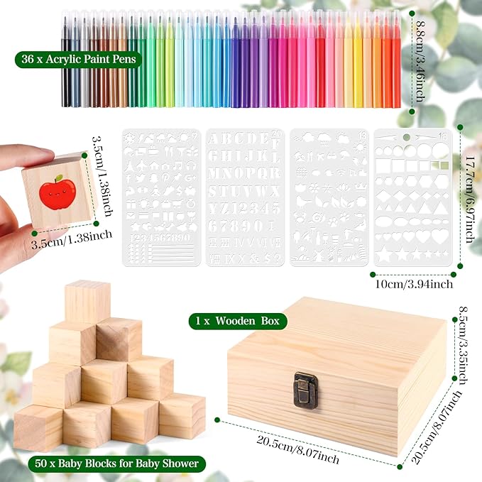 Draupnir 92 Pcs Fun Baby Shower Games Sign Kit Babies Coloring Blocks - Image 3