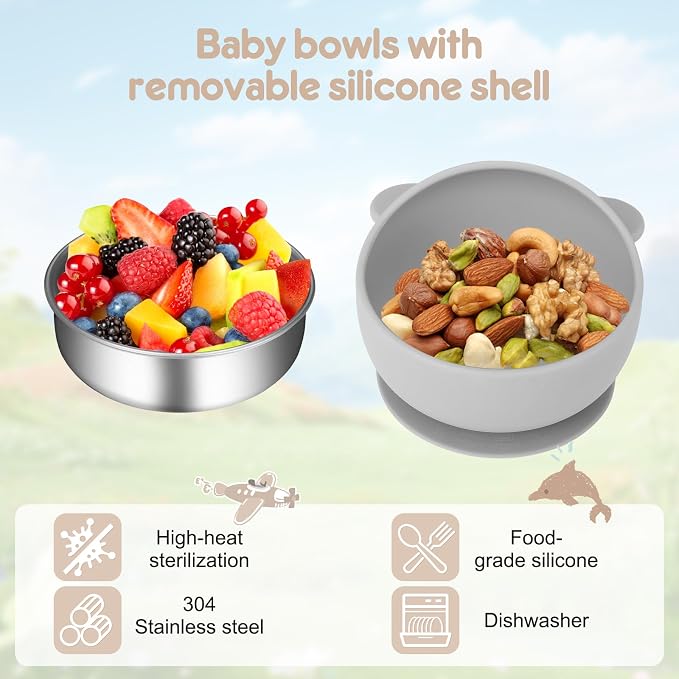 4 Pack Stainless Steel Baby Bowls - Image 4