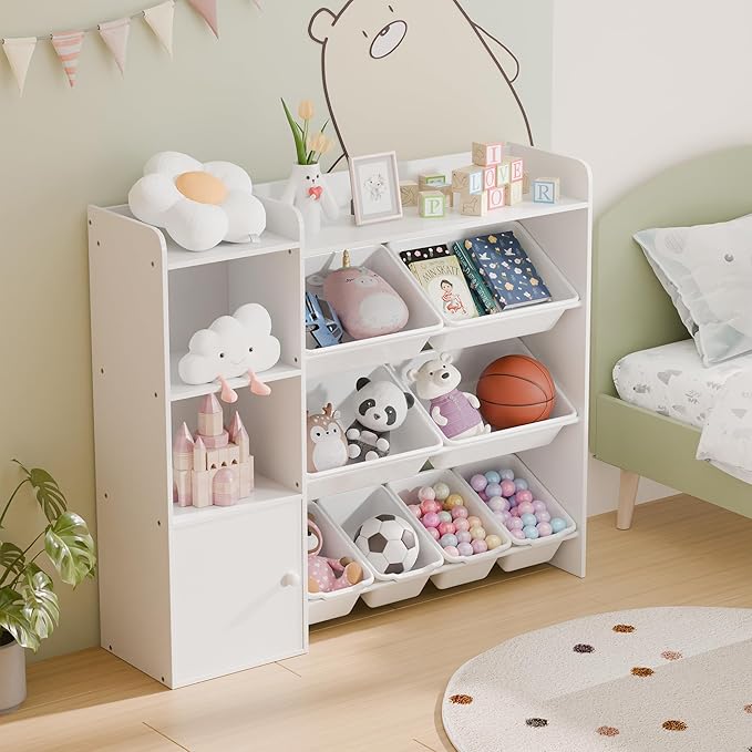 White Toy Storage Organizer, Toy Organizers and Storage Bins, Toy Storage Shelf - Image 5