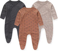 Unisex Baby Boy Girl Footies Rompers Cotton Long Sleeve 3 Pack Infant Jumpsuits by JELYLOVE