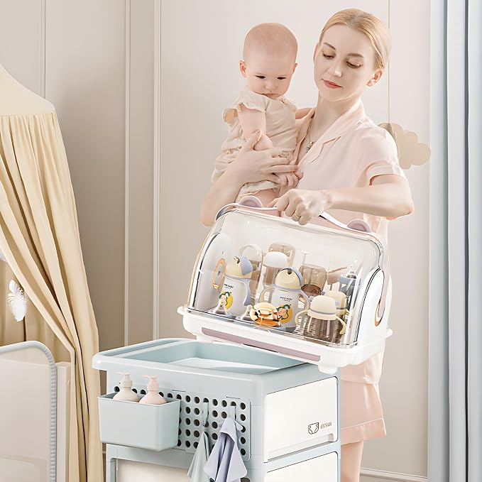 Baby Bottle Drying Rack Storage, Nursing Bottle Storage Box Organizer - Image 3