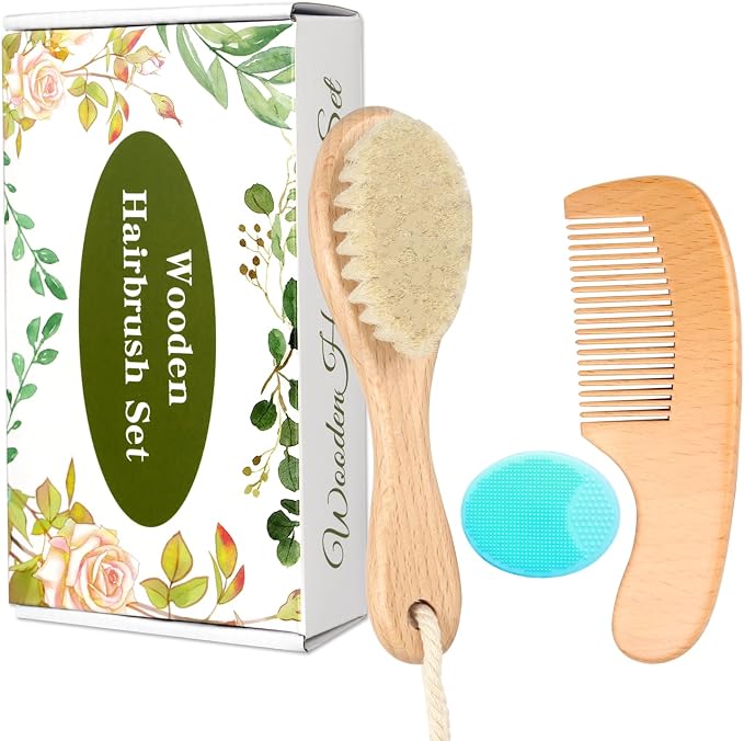 Wooden Baby Hair Brush and Comb Set by WXA